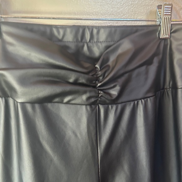 Black Faux Leather Flare Pants - Picture 2 of 5